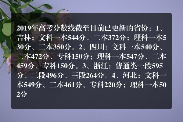 2019浙江省高考分数线(2019年高考分数线是多少)