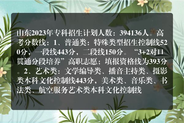 山东高考艺术类招生人数(山东2023年专科招生计划人数)